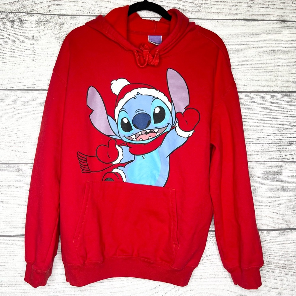 Disney Merry Stitchmas Juniors Pullover Hooded Fleece Sweatshirt Hoodie Size XXL